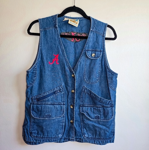 TravelSmith Jackets & Blazers - Vintage Alabama Roll Tide Denim Football Vest